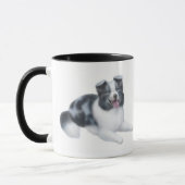 ボーダーコリーの青いMerleのマグ マグカップ (左)