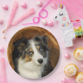 ボーダーコリーの青いMerle犬のポートレート、幸せなパーティー ペーパープレート (パーティー)