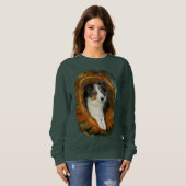 ボーダーコリーの青いMerle犬の動物のおもしろいなクラシック スウェットシャツ (正面フル)