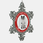 ボーダーコリーは天使のオーナメントです スノーフレークピューターオーナメント (左)