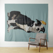 ボーダーコリー及び金鳥 タペストリー (インサイチュ(横))