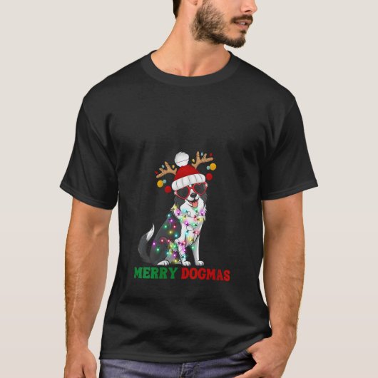 ボーダーコリー好きな女性のためのクリスマスプレゼント 女性用 楽しい犬のドグマ メリー・ドグマ Tシャツ (正面)