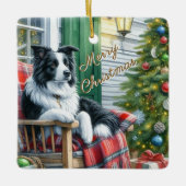 ボーダーコリー愛好家のためのクリスマスギフト オーナメント (正面)