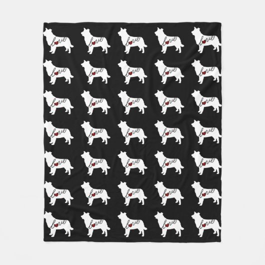 ボーダーコリー愛 フリースブランケット (正面)