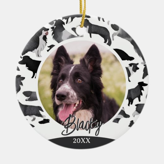 ボーダーコリー柄 愛犬の写真入り クリスマス オーナメント (正面)
