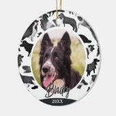 ボーダーコリー柄 愛犬の写真入り クリスマス オーナメント (左)