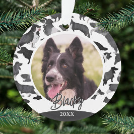 ボーダーコリー柄 犬の名前 写真 クリスマス オーナメント