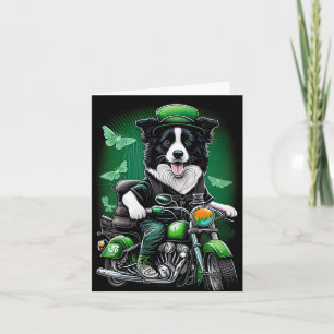 ボーダーコリー犬が自転車に乗ってセントパトリックデーを祝う カード