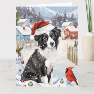 ボーダーコリー犬のウィンターワンダーランドクリスマスジョイ カード