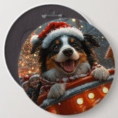 ボーダーコリー犬のジェットコースター クリスマス 缶バッジ (正面&裏面)
