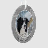 ボーダーコリー犬の子犬の最初のクリスマス写真 オーナメント (正面)