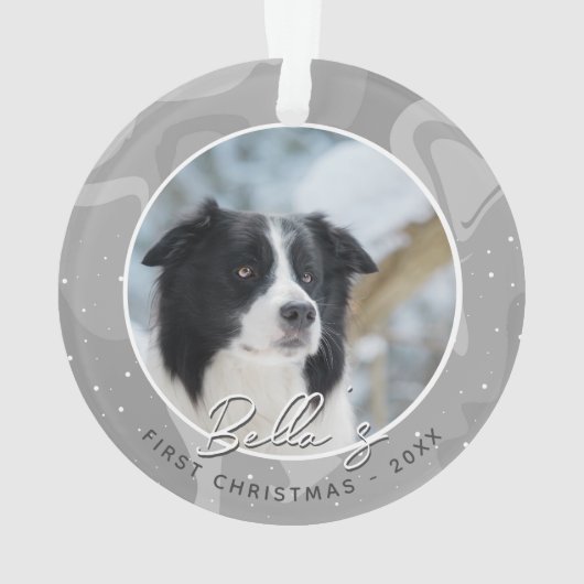 ボーダーコリー犬の子犬の最初のクリスマス写真 オーナメント (裏面)