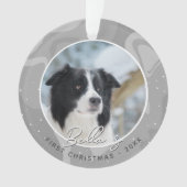 ボーダーコリー犬の子犬の最初のクリスマス写真 オーナメント (正面)