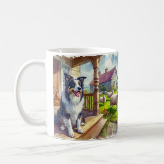 ボーダーコリー犬の牧場マグカップ コーヒーマグカップ (左)