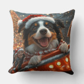 ボーダーコリー犬ジェットコースター クリスマス クッション (正面)