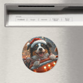 ボーダーコリー犬ジェットコースター クリスマス マグネット (インサイチュ (食洗機))