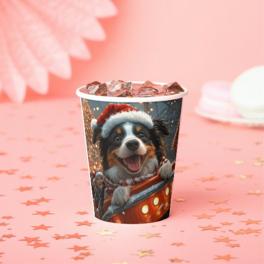 ボーダーコリー犬ジェットコースター クリスマス 紙コップ (インサイチュ)