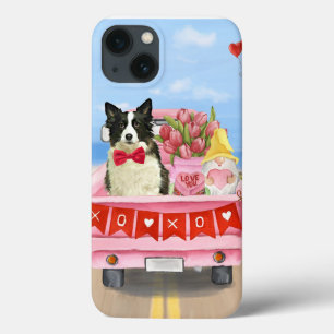 ボーダーコリー犬 バレンタインデー トラック ハート iPhone 13ケース