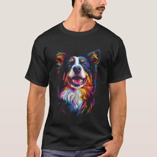 ボーダーコリー犬 ポップアート Tシャツ (正面)