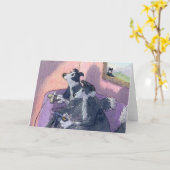 ボーダーコリー犬Videogamersの集中カード カード (黄色い花)