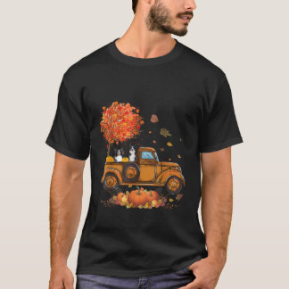 ボーダーコリー かぼちゃ トラック 秋の葉 紅葉 Tシャツ