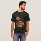 ボーダーコリー かぼちゃ トラック 秋の葉 紅葉 Tシャツ (正面フル)