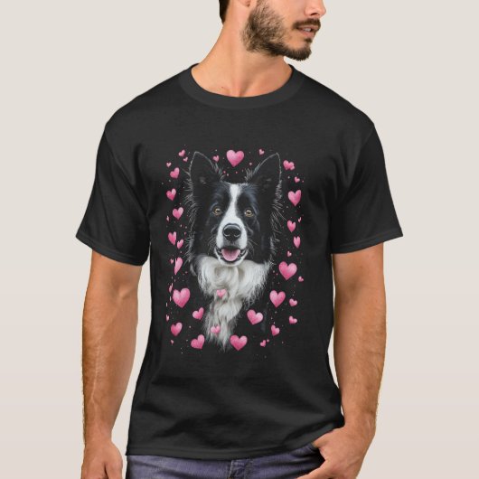 ボーダーコリー かわいい犬 Tシャツ (正面)