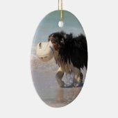ボーダーコリー-だれでもサッカーか。 セラミックオーナメント (右)