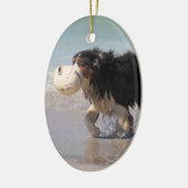 ボーダーコリー-だれでもサッカーか。 セラミックオーナメント (左)