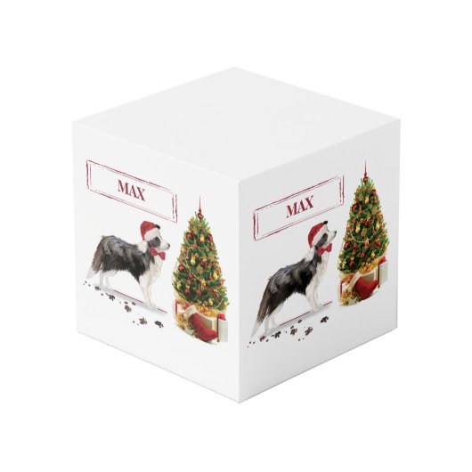 ボーダーコリー クリスマスの犬 もみの木 フォトキューブ (裏面アングル)