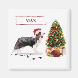 ボーダーコリー クリスマスの犬 もみの木 マグネット