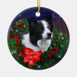 ボーダーコリー クリスマス セラミックオーナメント