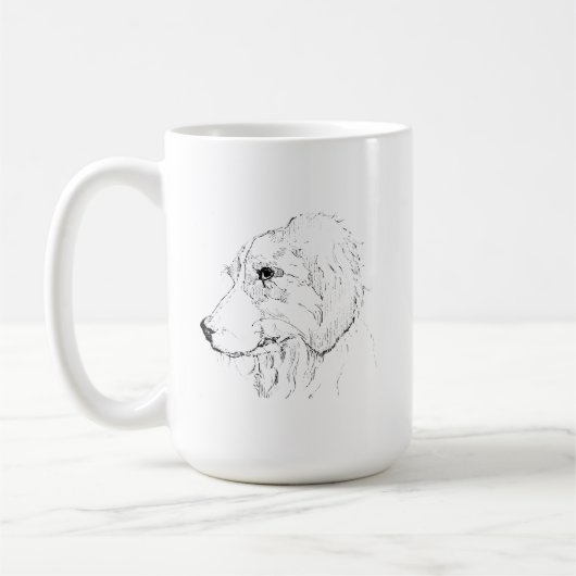 ボーダーコリー マグカップ - 手描きのインクの犬のデザイン (左)