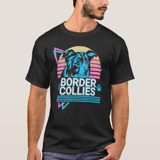 ボーダーコリー レトロ Tシャツ (正面)