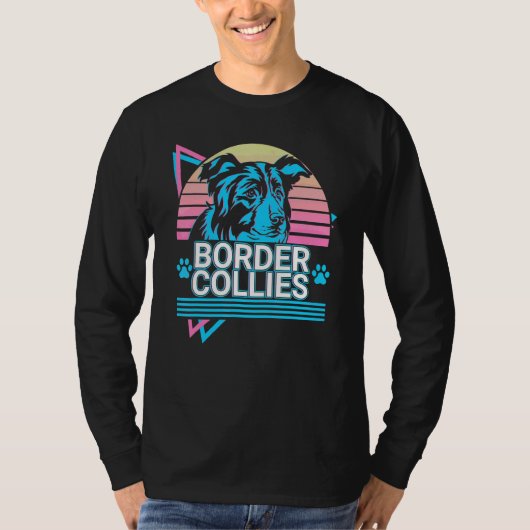 ボーダーコリー レトロ Tシャツ (正面)