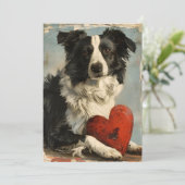 ボーダーコリー ヴィンテージ バレンタインデー シーズンカード (スタンド正面)