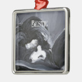 ボーダーコリー 横になる 絵画 オーダーメイド メタルオーナメント (左)