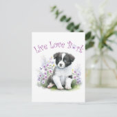 ボーダーコリー 犬のママ 花柄 ポストカード (スタンド正面)