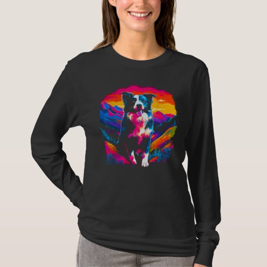 ボーダーコリー 犬 アーティスト Tシャツ (正面)