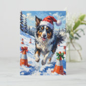 ボーダーコリー 犬 クリスマス スノー アジリティ 楽しい (スタンド正面)
