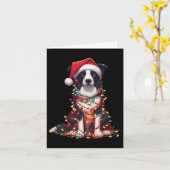 ボーダーコリー 犬 クリスマス ライト サンタ帽子 犬 カード (黄色い花)
