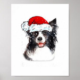 ボーダーコリー 犬 サンタ クリスマス ライト 男子 ポスター