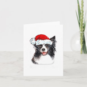 ボーダーコリー 犬 サンタ クリスマス ライト Xmas 男の子 カード