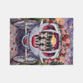 ボーダーコリー 犬 バレンタインデー フリースブランケット (正面(横))