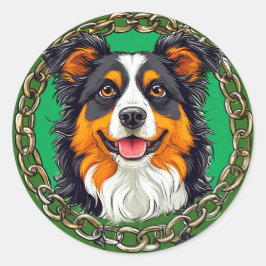 ボーダーコリー 犬 ペット愛好家 ギフト 動物 ラウンドシール