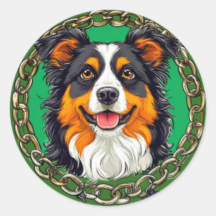 ボーダーコリー 犬 ペット愛好家 ギフト 動物 ラウンドシール