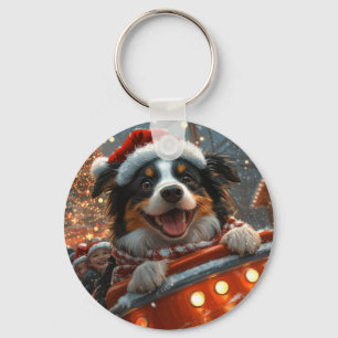 ボーダーコリー 犬 ローラーコースター クリスマス キーホルダー