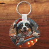 ボーダーコリー 犬 ローラーコースター クリスマス キーホルダー (正面)