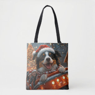 ボーダーコリー 犬 ローラーコースター クリスマス トートバッグ