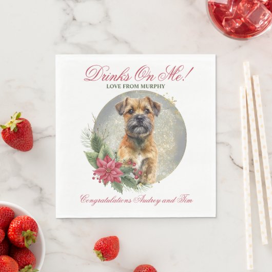 ボーダーテリアの結婚式用ナプキン 犬の写真入り スタンダードランチョンナプキン (インサイチュ)